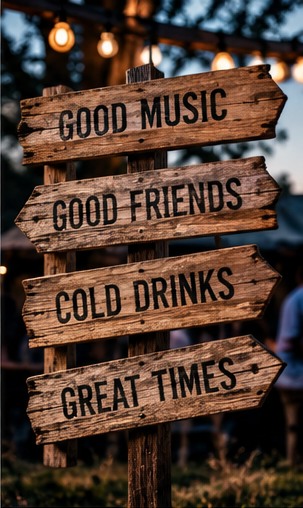 Country music and good times wooden sign